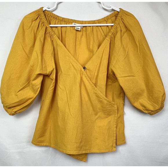 Billabong Women's Size Medium Gold Elbow Sleeve Crop Top - Picture 1 of 10